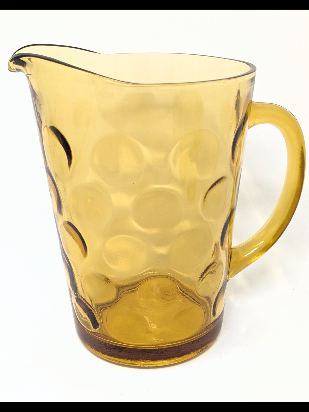 Vintage Hazel Atlas Amber Mid Century Pitcher and 5-Glass Set Retro Dot Pattern - Picture 13 of 15